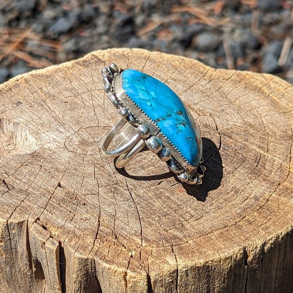 Navajo Native American Ring Women's Turquoise Sterling Silver NA Jewelry - Picture 4 of 10